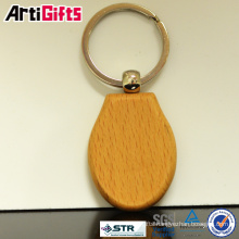 Wholesale brass maple round wood keychain